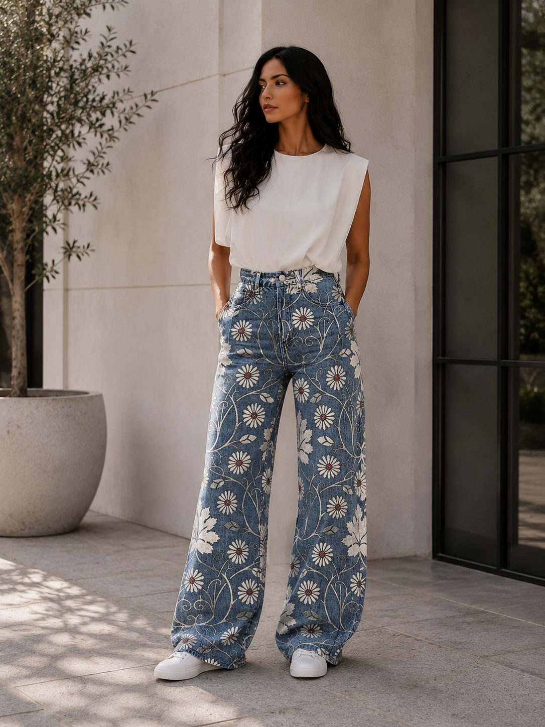 MARGARITA-PANTALÓN PATA ANCHA FLORES